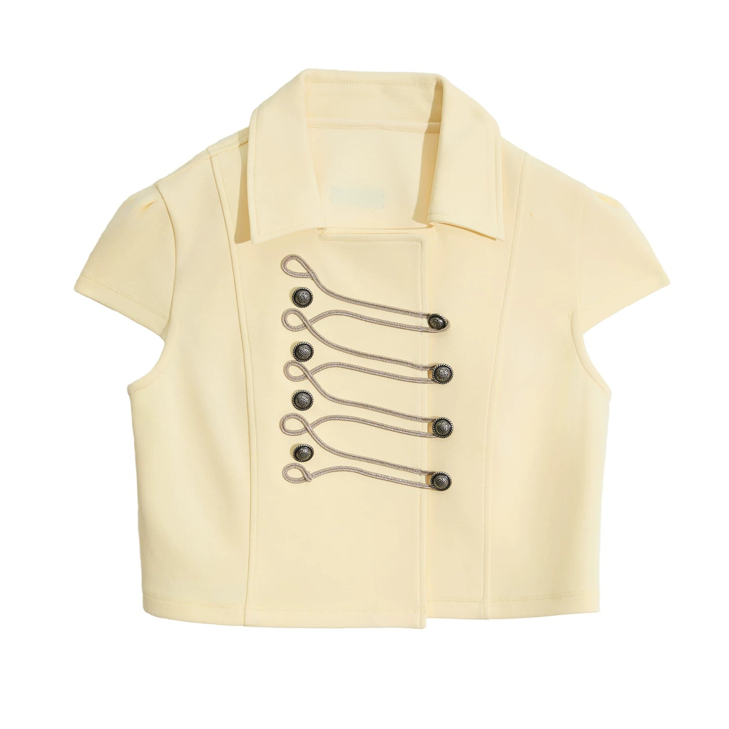 JIKOO Double-breasted Lapel Waist Short Shirt