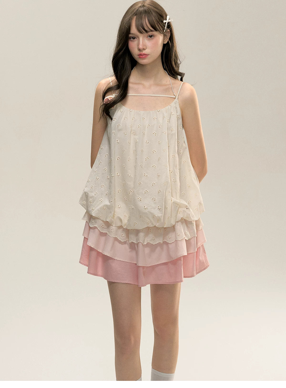 SunsetPark Drawstring Gradual Change Suspender Dress