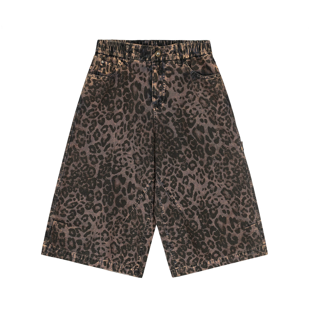 MMBBT Old Leopard Print Elastic Waist Seven-point Casual Pants