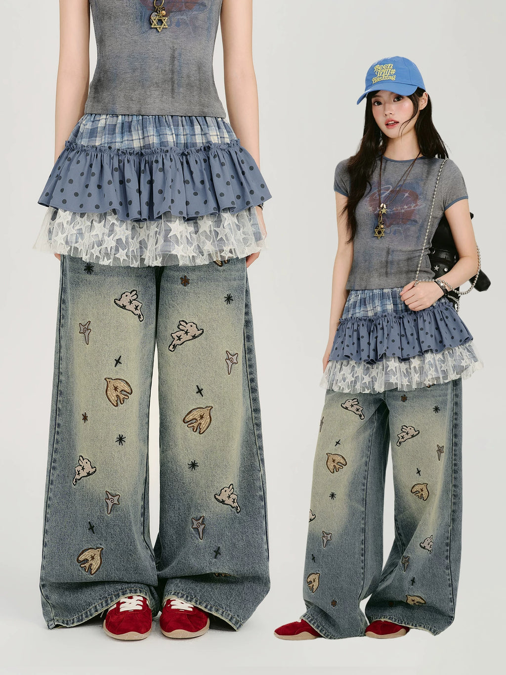 Girlyhalo Casual Versatile Checked Skirt