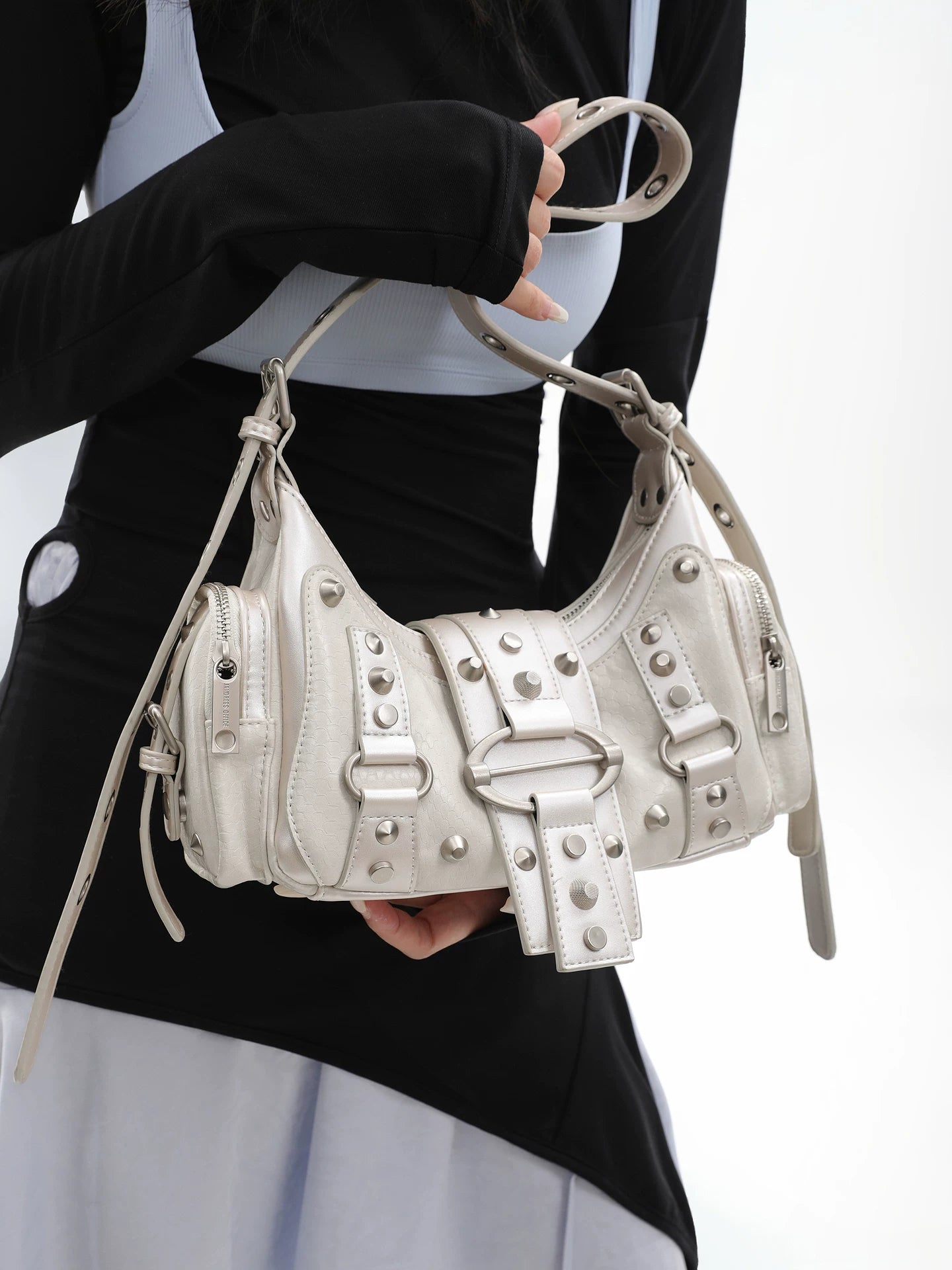 JANDRESS Rivet Shoulder Armpit Bag