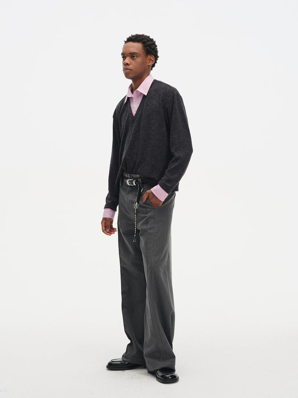DIMC Fake Two-piece Color Matching Polo Collar Knitted Long Sleeve