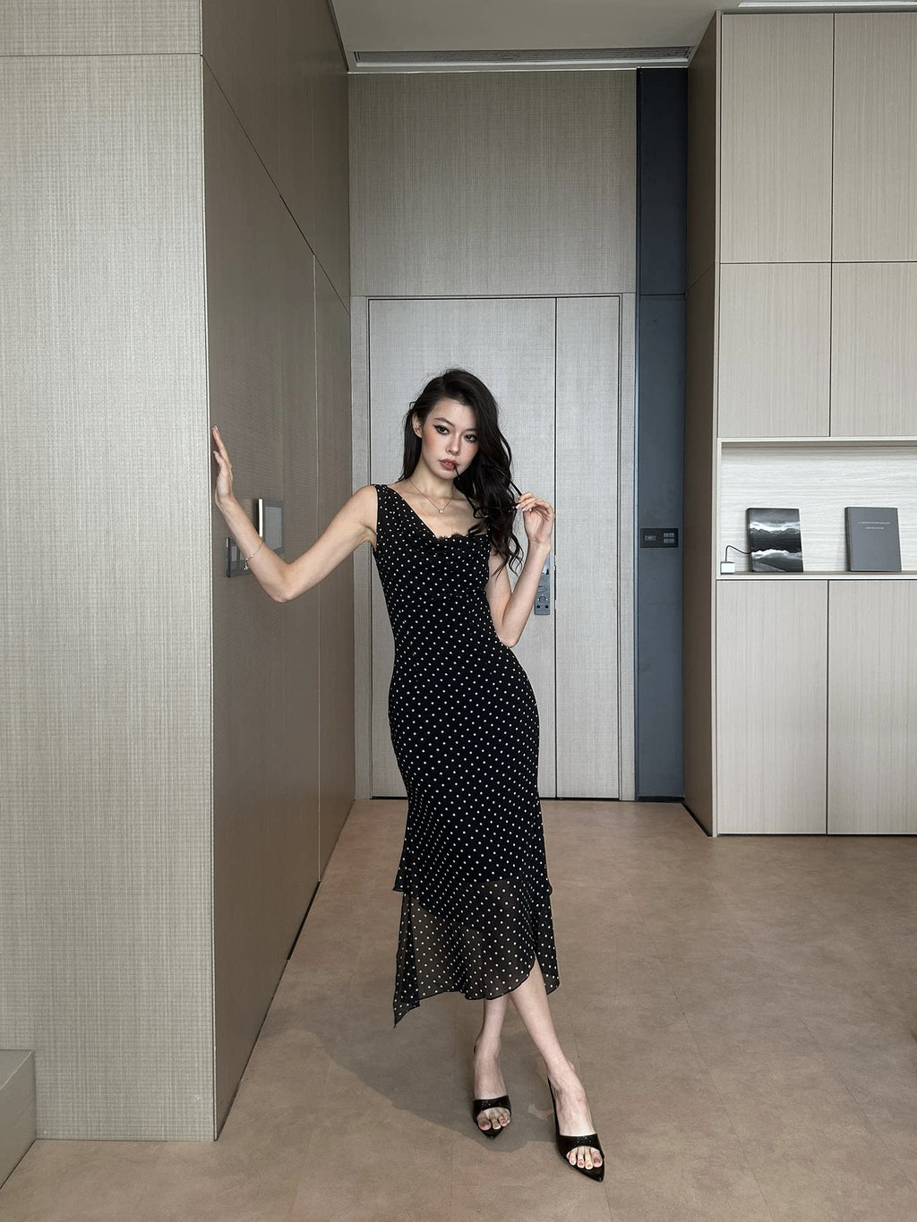 LLROGE Polka Dot Suspender Dress