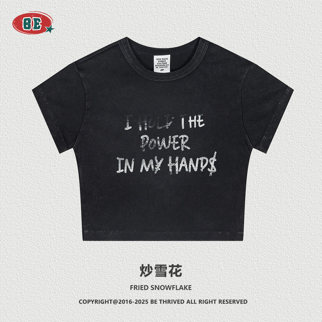 BE Women's Letter tee Slim Fit Crop Top