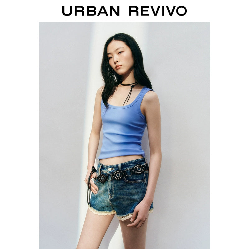 URBAN REVIVO Casual Versatile Slim Slim U-neck Vest