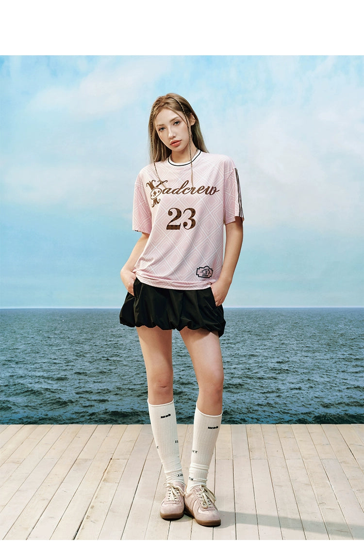 YADcrew Digital Slogan Retro Versatile Loose Tee