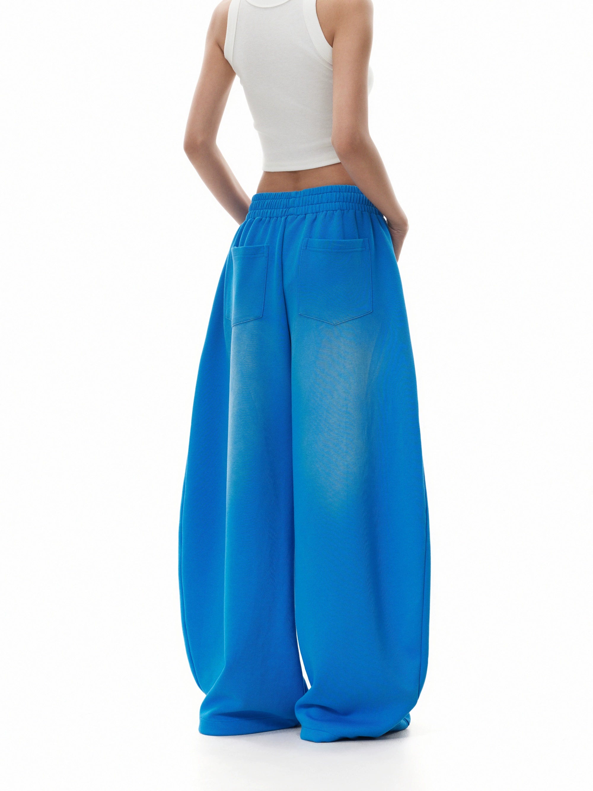 BTSG washed gradual blue wide-leg drawstring sweatpants