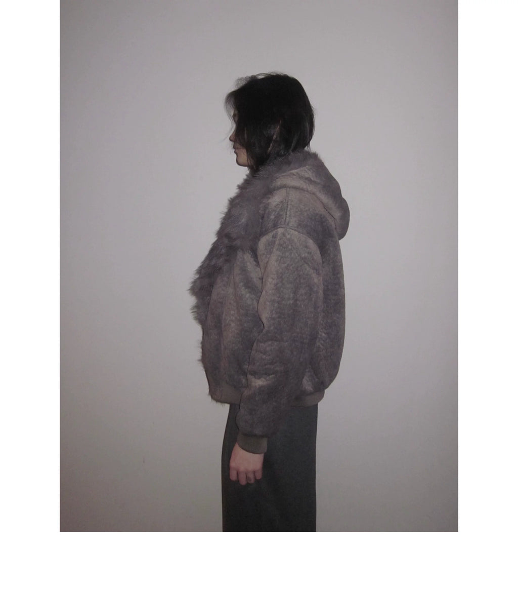 URRRGE Water Ripple Texture Seat Mountain Carving Fleece Jacket