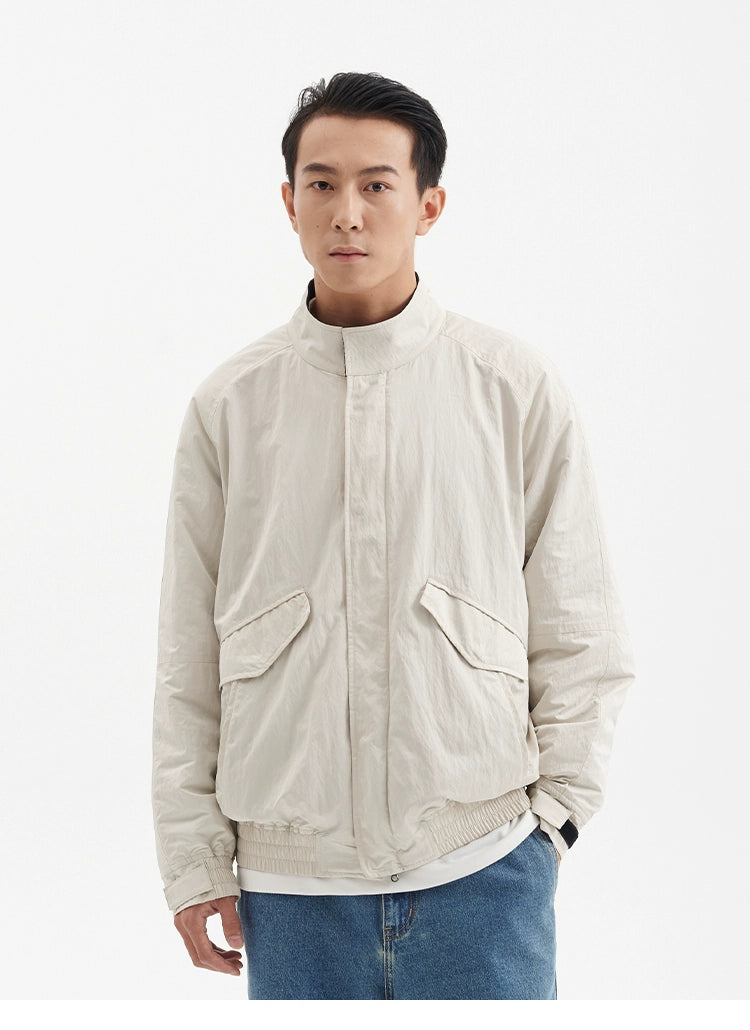 BUTTBILL Plaid Stand-up Collar Diagonal Pocket Retro Cotton Coat