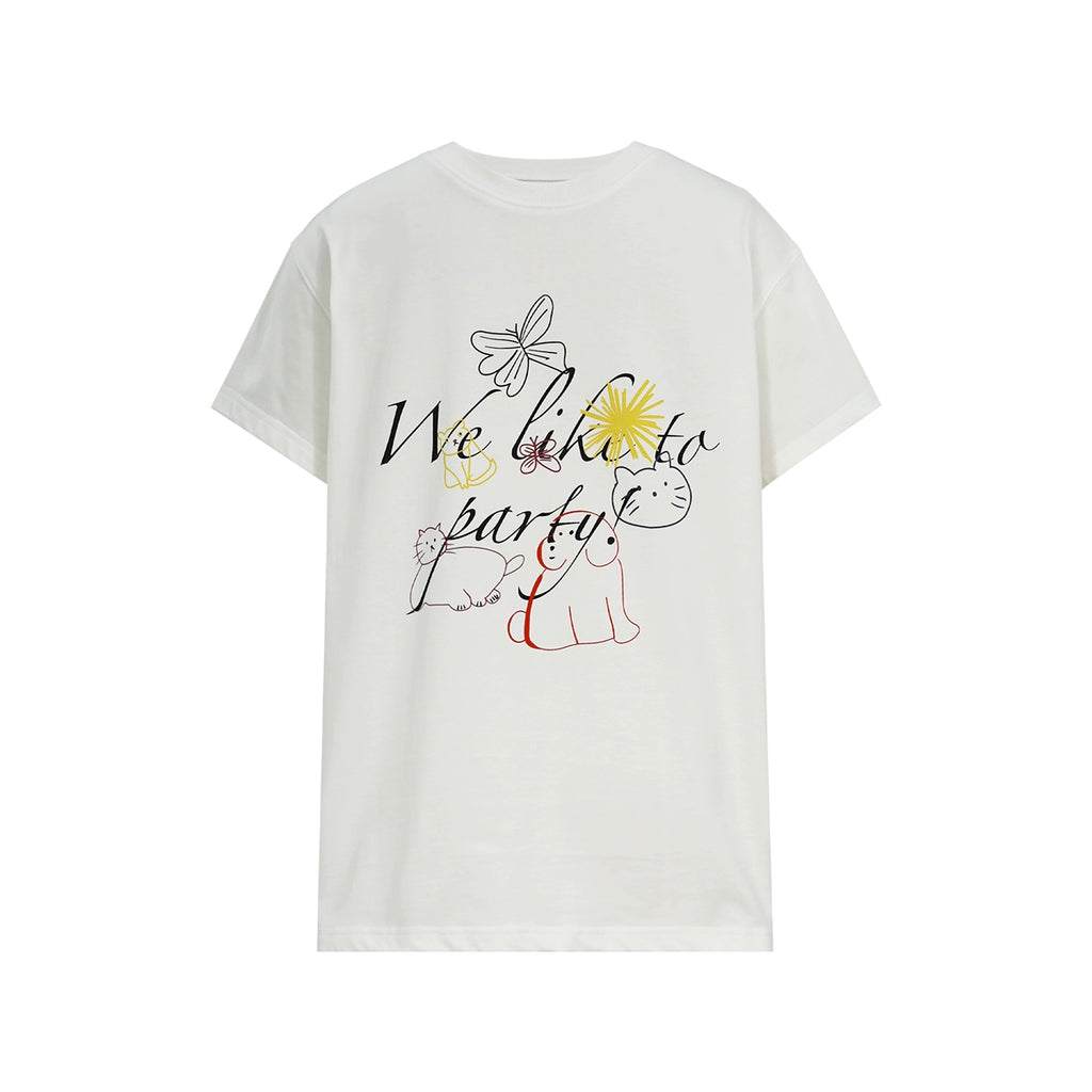 FUNKYFUN Kitten Puppy Party Print Tee