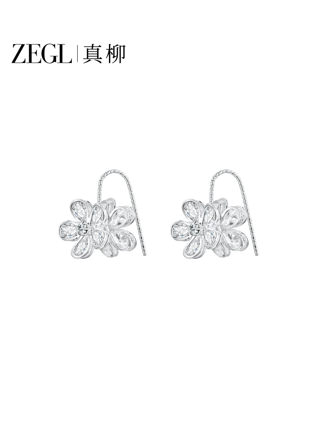 ZEGL Real Willow Flash Zirconium Flower Earrings