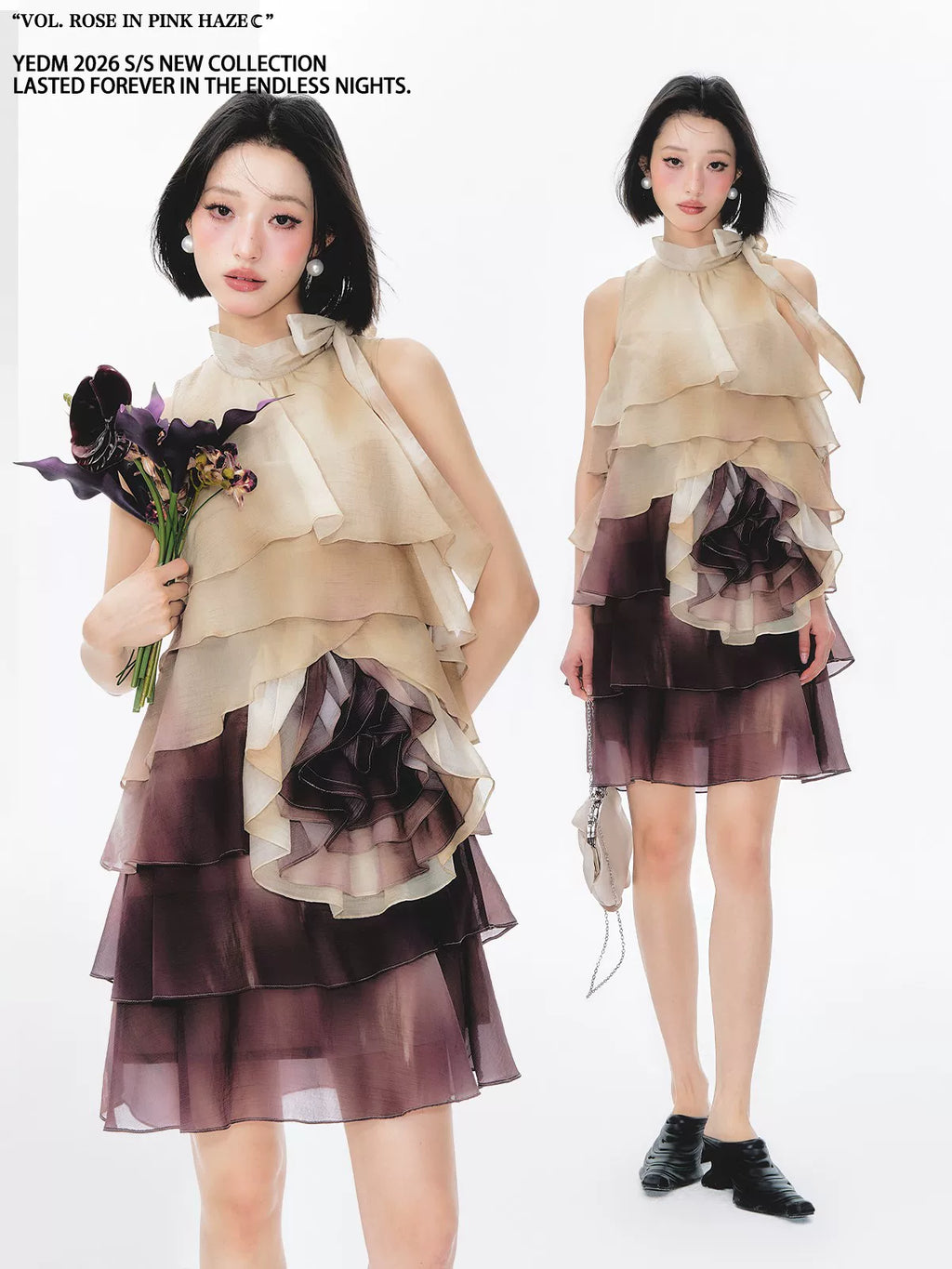 YEDM Gradual Change Layering Suspender Dress