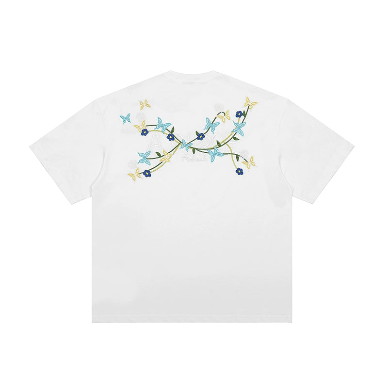 Achock Vintage Embroidered Floral Casual Tee