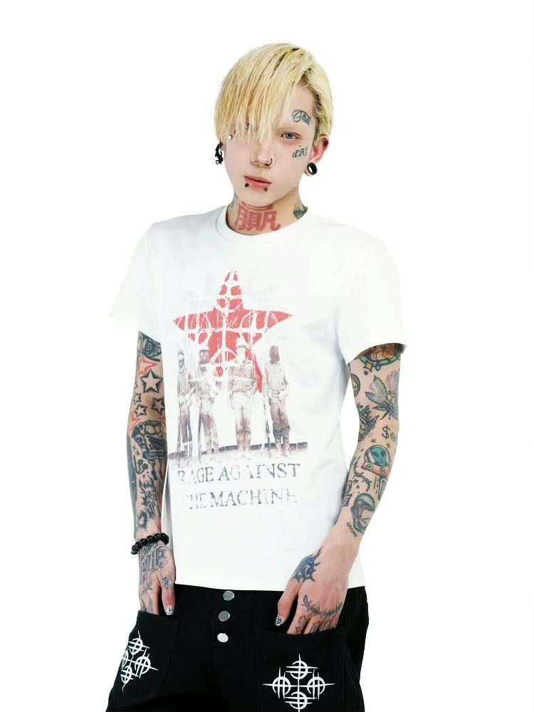 DETW 25ss * "Soldier" original niche retro vintage * front shoulder slim fit design short sleeve Tee
