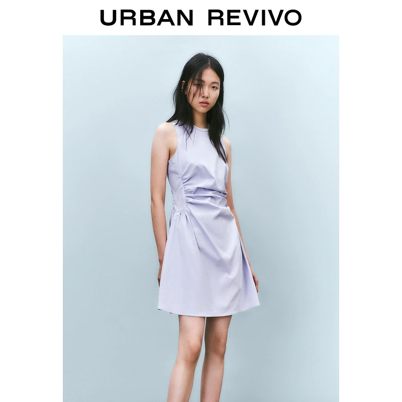 URBAN REVIVO Pleated Waist Slim Sleeveless Dress