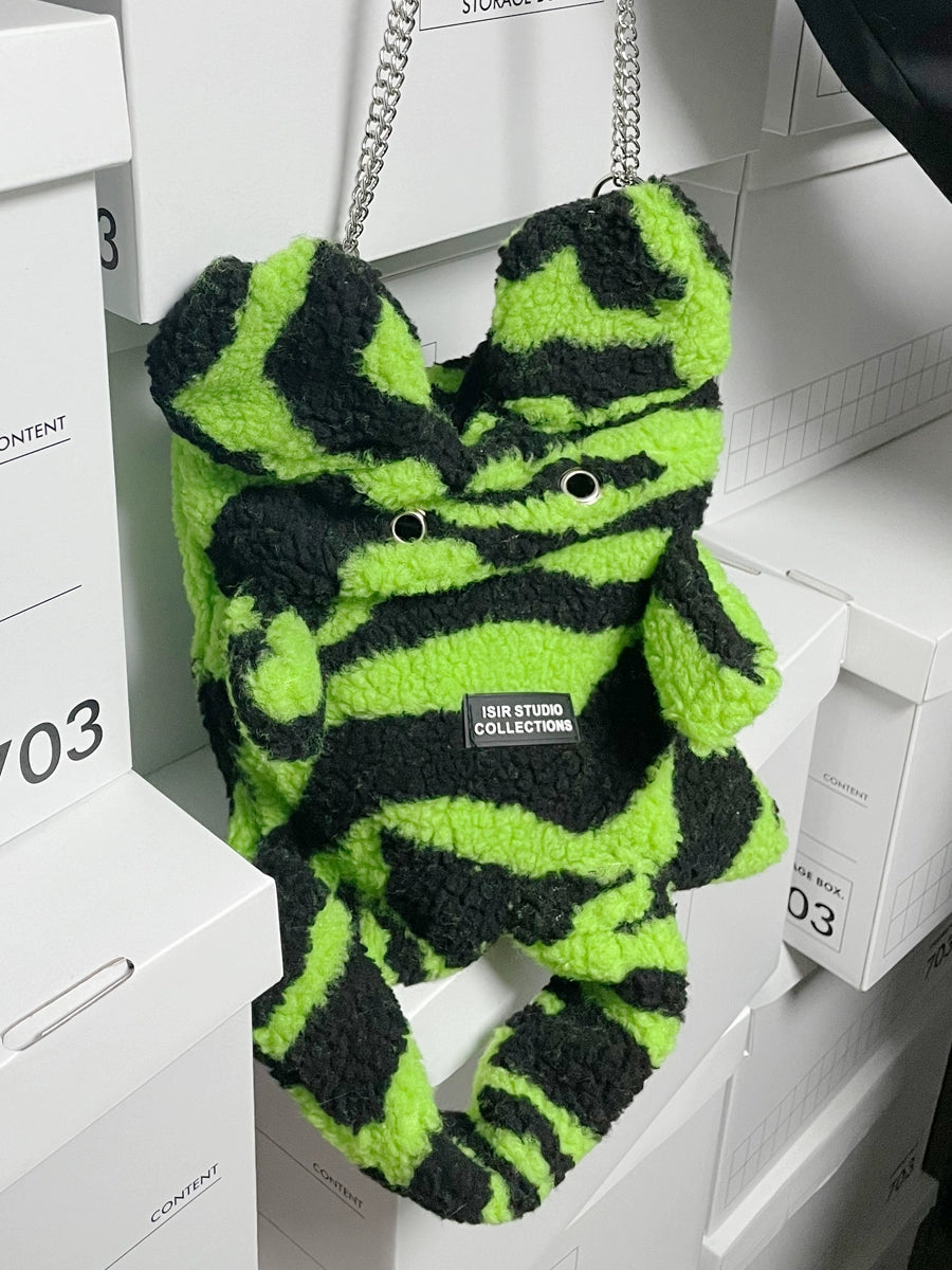 I_SIR Little Tiger Granular Plush Doll Bag Shoulder Chain Bag