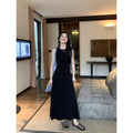 Pusumede Waist Crew Neck Knitted Vest Dress