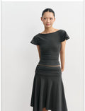 LINY LIBERTY Lotus Leaf Edge Waist Tee Skirt Set