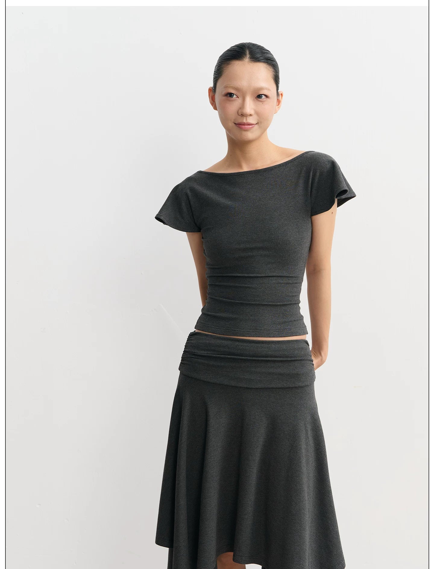 LINY LIBERTY Lotus Leaf Edge Waist Tee Skirt Set