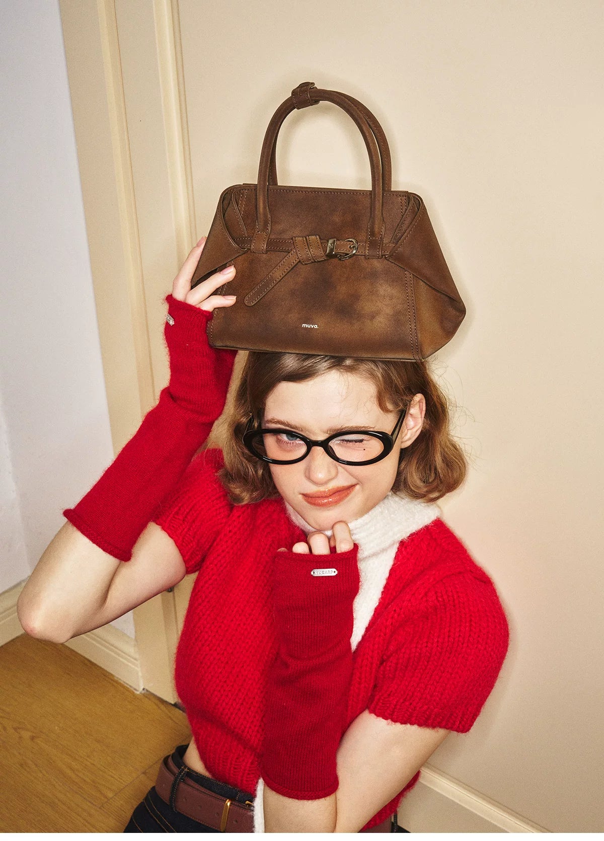 MUVA Vintage Premium Folding Ears Crossbody Handbag