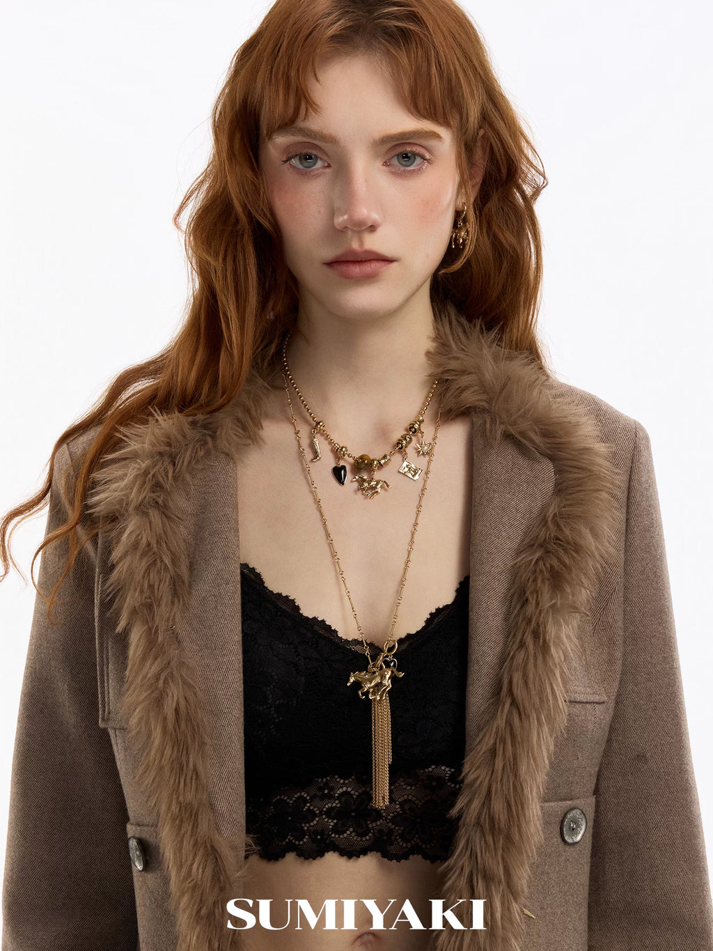 SUMIYAKI Pony Diamond Fringed Long Necklace