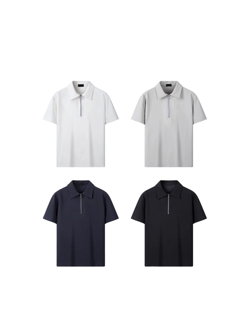 PLUS NO LOGO Half Zipper Polo Short Sleeve Shirt