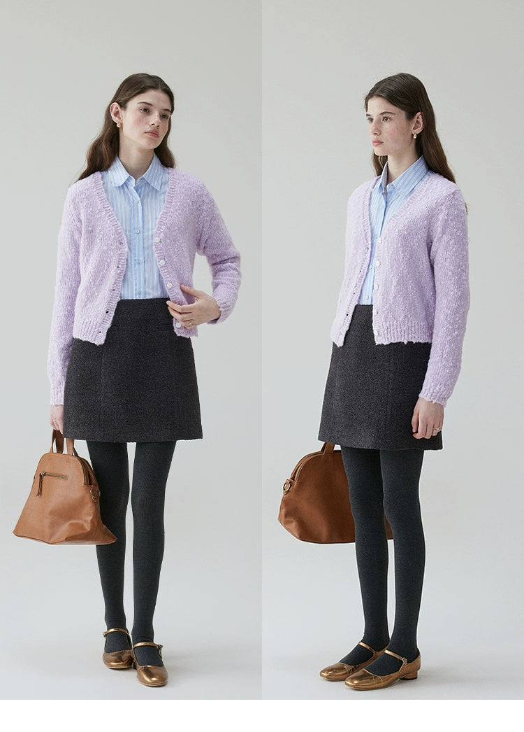 VOOEV Neck Wool-knitted Cardigan