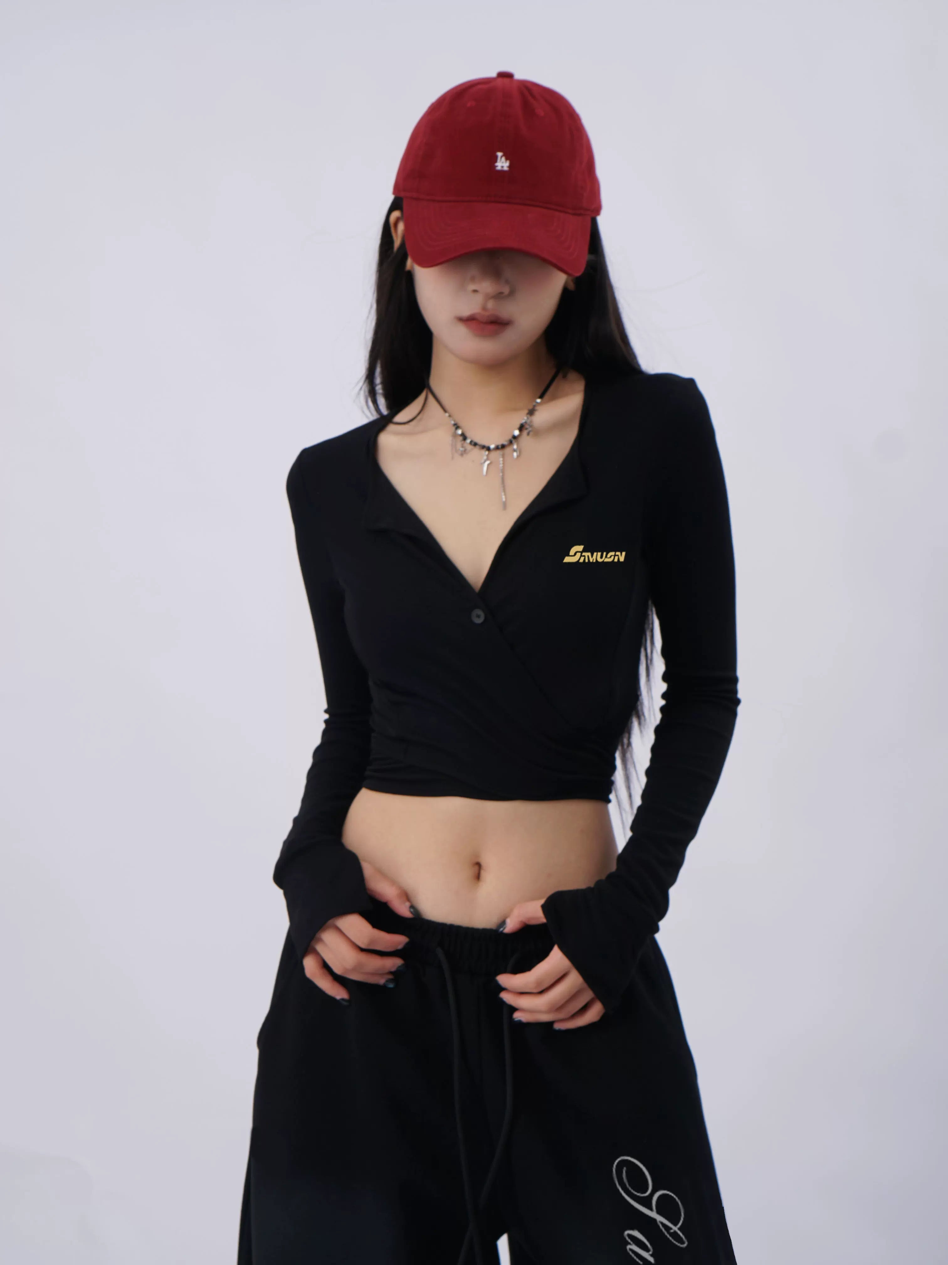 SAMUSAN Streamer Waist Towel Two Wear Casual Long Sleeves