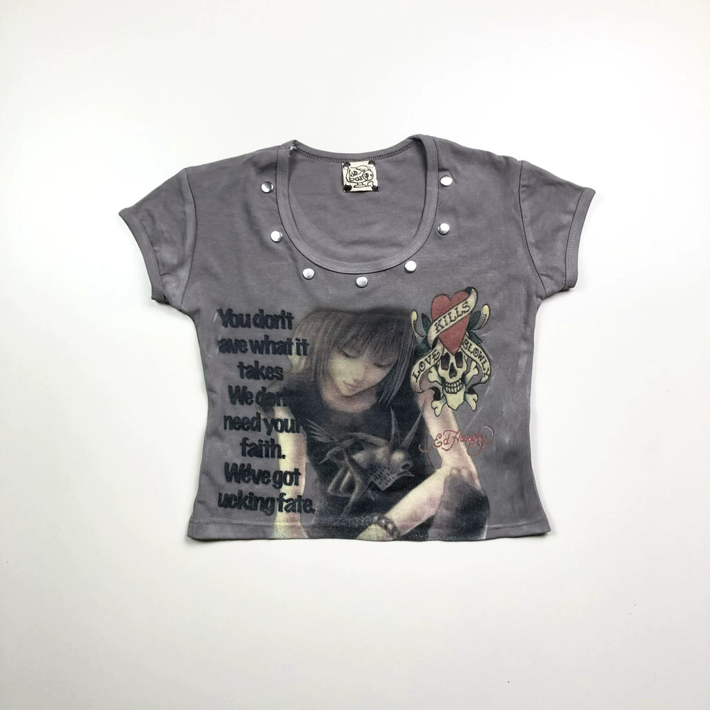WEBBAR Old Riveted Punk Street Short Y2K Tee
