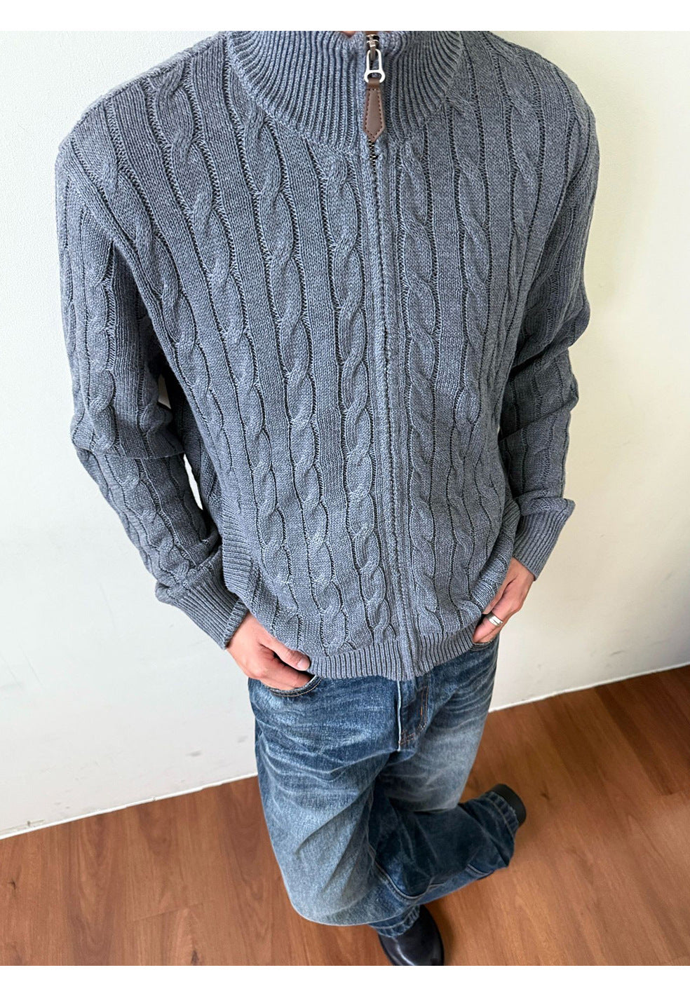 MADEEXTREME Casual Stand-up Neck Knitted Sweater Cardigan