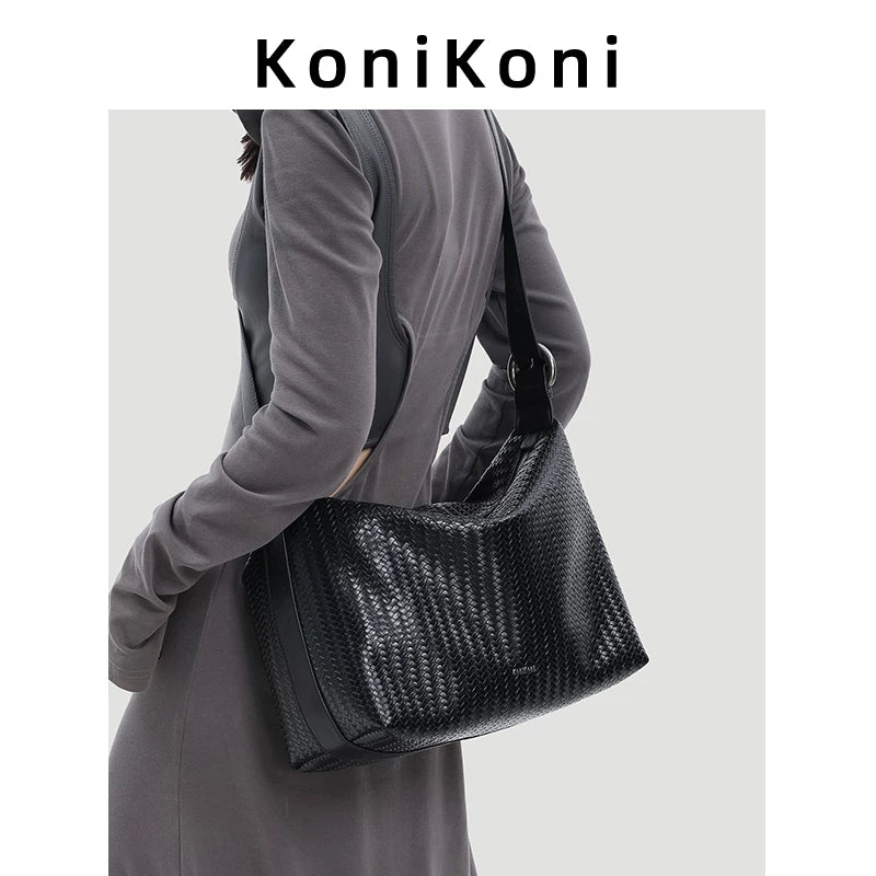 KoniKoni Leather Large Capacity Messenger Bag