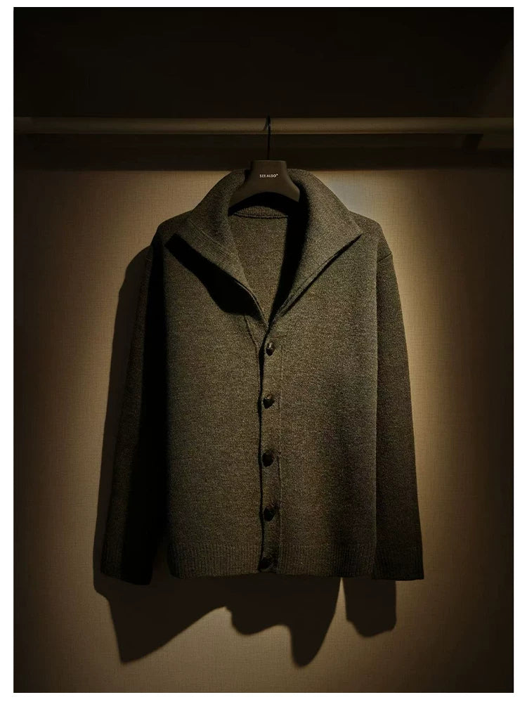 SEE ALSO Wool Handmade Cowhide Buckle Stand-up Neck Thickened Sweater Jacket