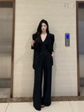 PANPANSTUDIO Simple Commuter Vest Wide-leg Pants Set