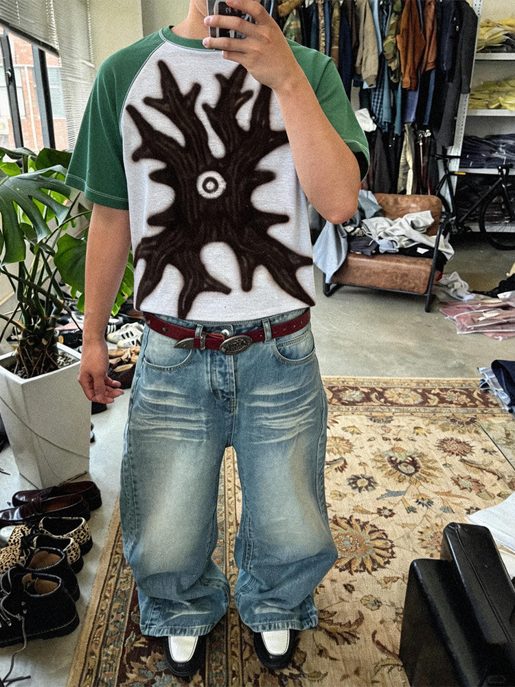 KONOOT Contrast Color Casual Loose Tee