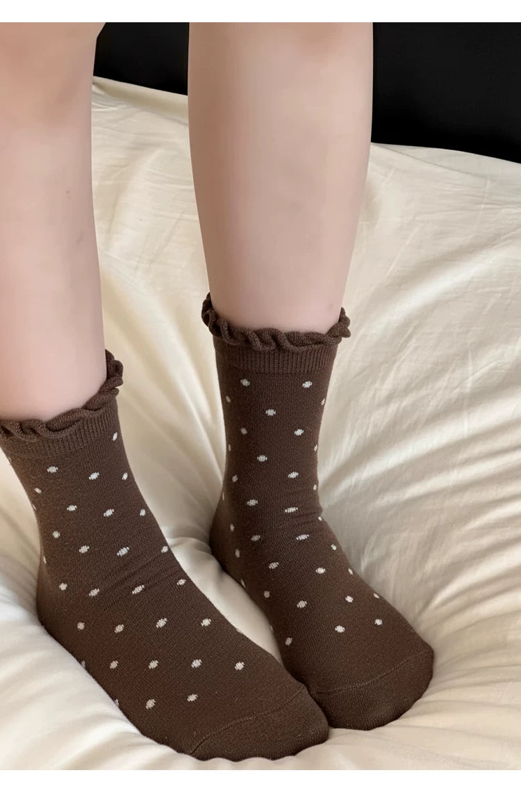 Mule Donkey Polka Dot Medium Tube Wool Stacking Socks