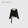 EIGHTHMONTH Contrast Slim Fake Two-piece Long Sleeve