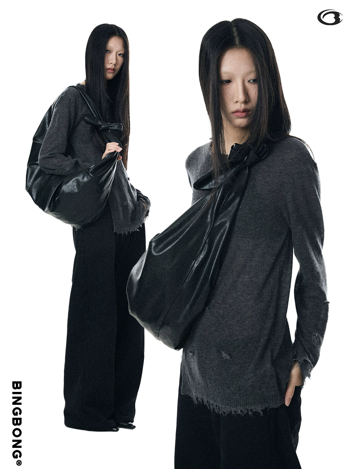 BINGBONG Simple Knotted Pleated Shoulder Messenger Bag