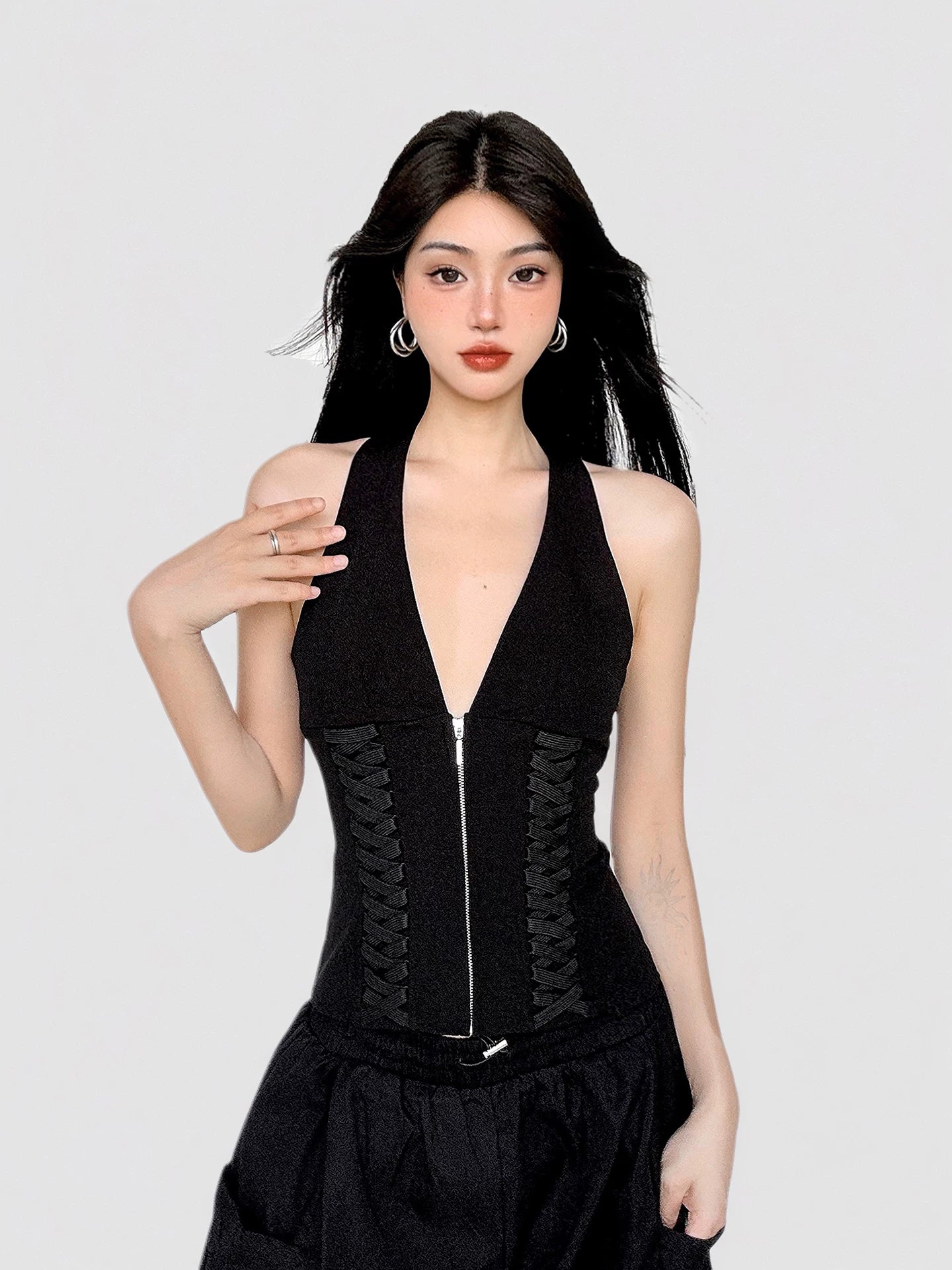 FUNOFF Vintage Strap V-Neck Neck Vest