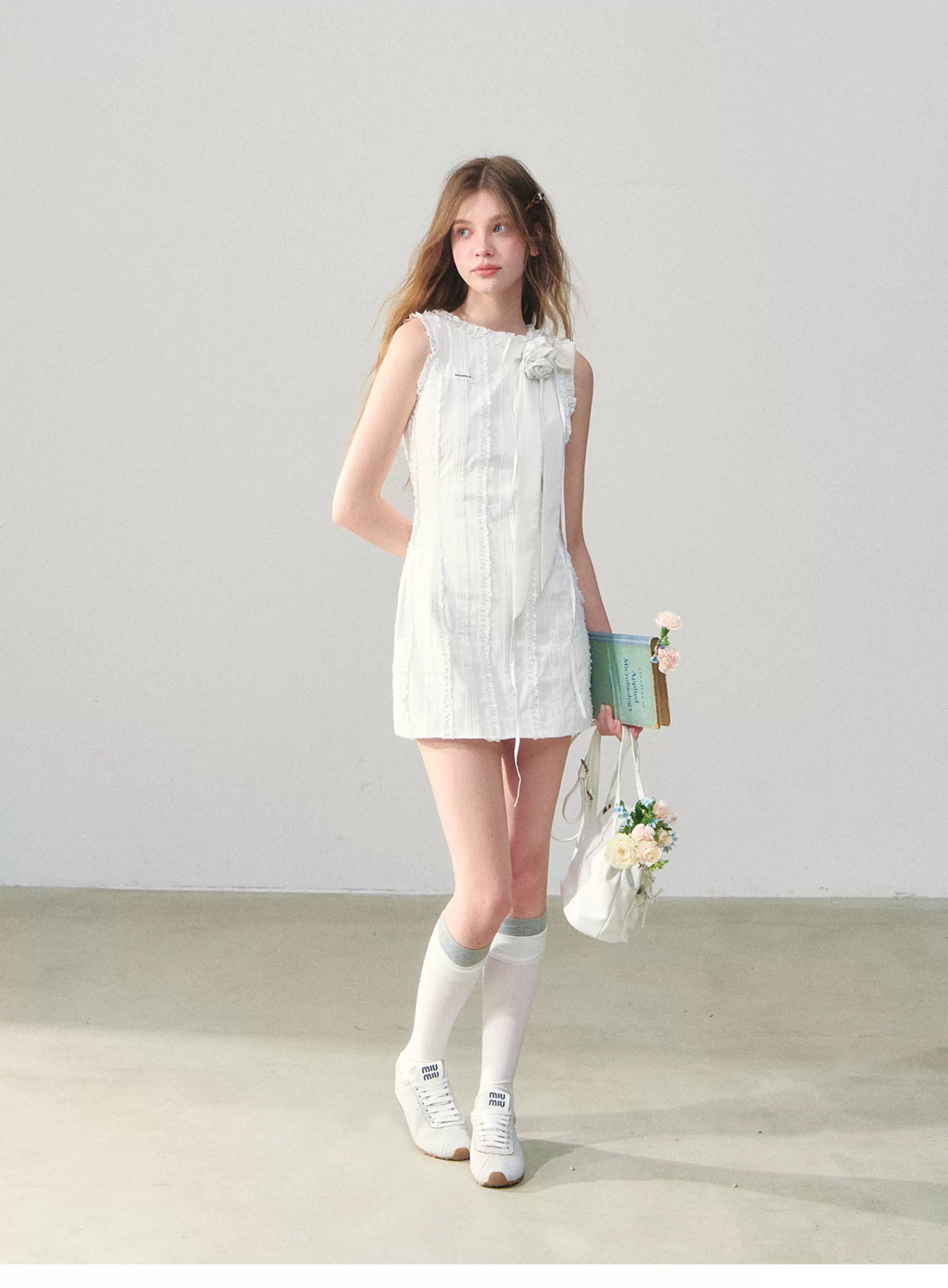 SunsetPark Vertical Striped Lace Stitching Sleeveless Dress