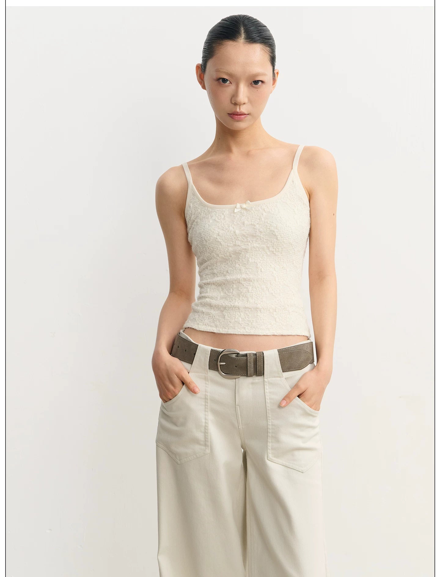 LINY LIBERTY Embossed Jacquard Knitted Suspender Cardigan Set