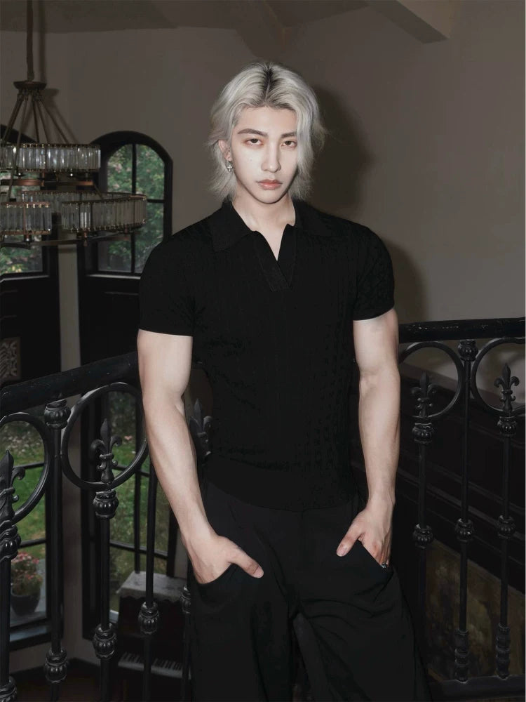 BALITONE Vintage Slim-Fit Knitted Polo Shirt