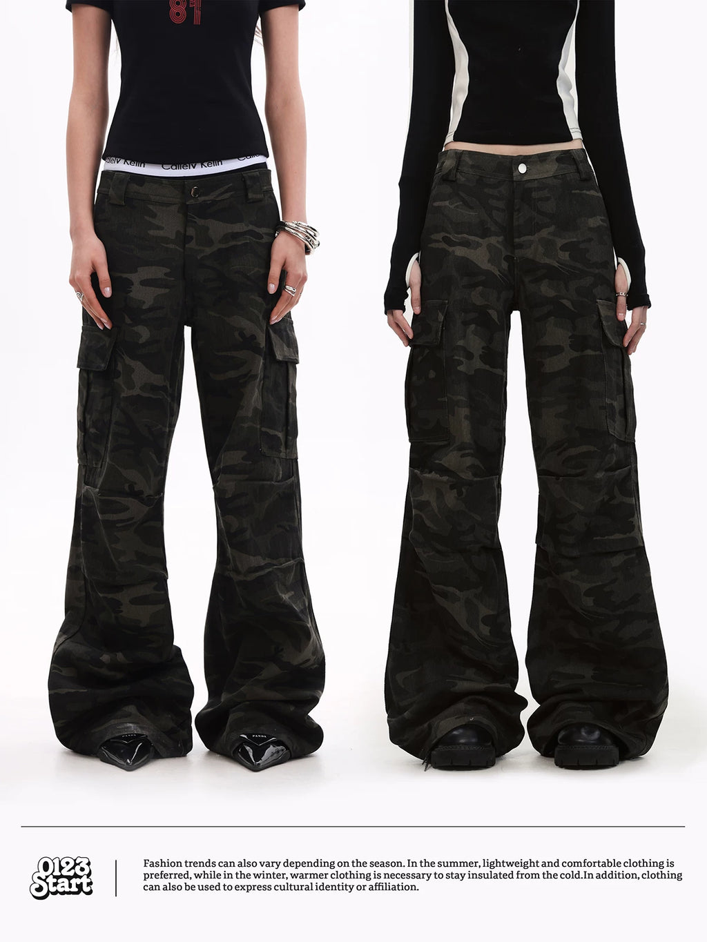 0123Start Straight Tube Micro-pull Camouflage Overalls