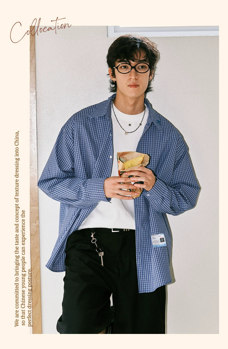 MATCHA STORY Casual Loose and Versatile Silhouette Long-sleeved Shirt