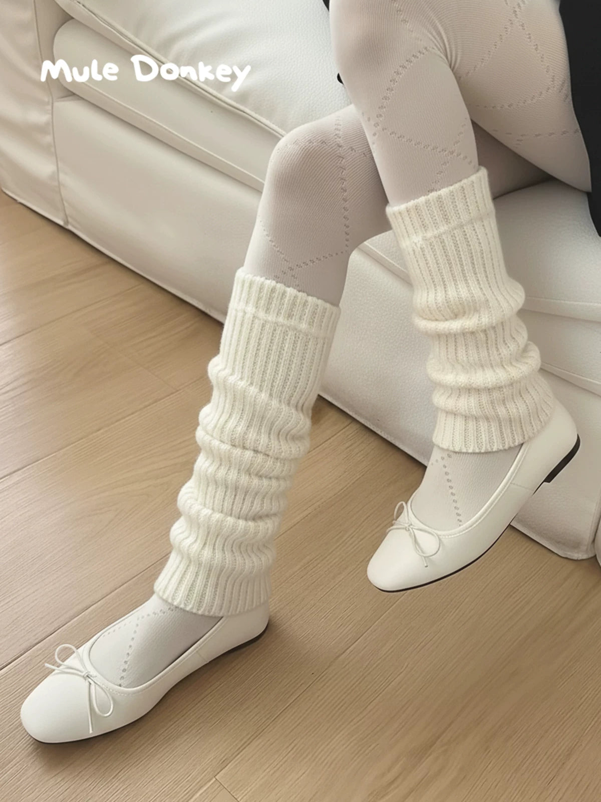 Mule Donkey Thickened Knitted JK Socks White Stacking Socks