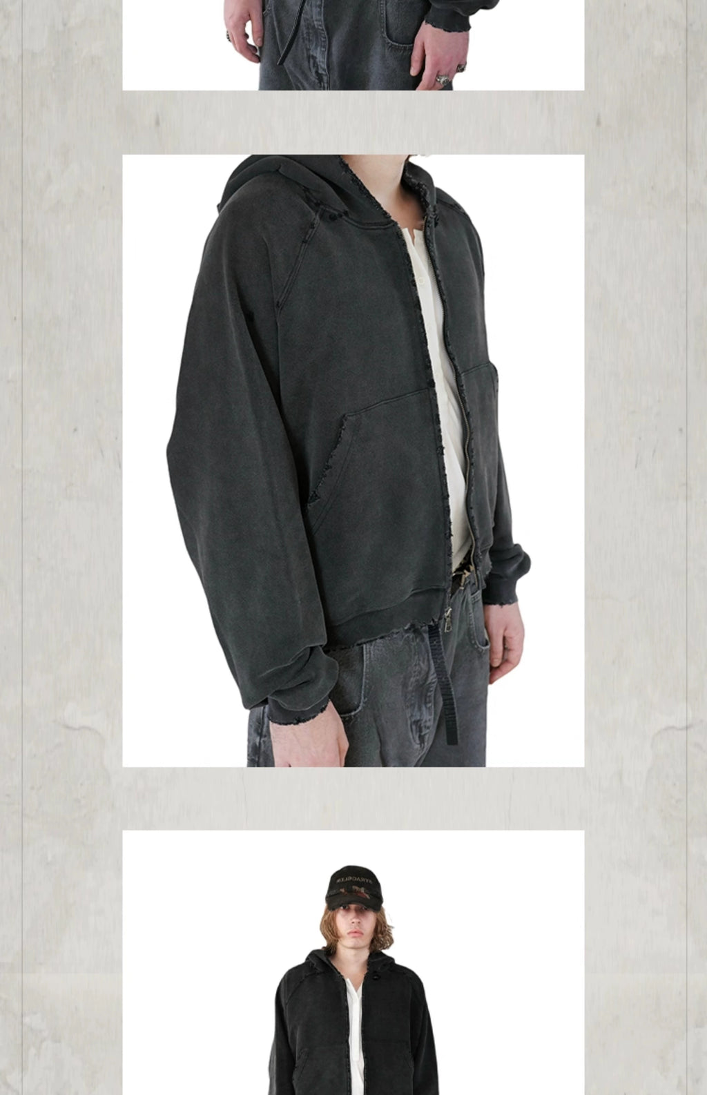 KONOOT Short and Wide Cut Cardigan Hooded Sweater