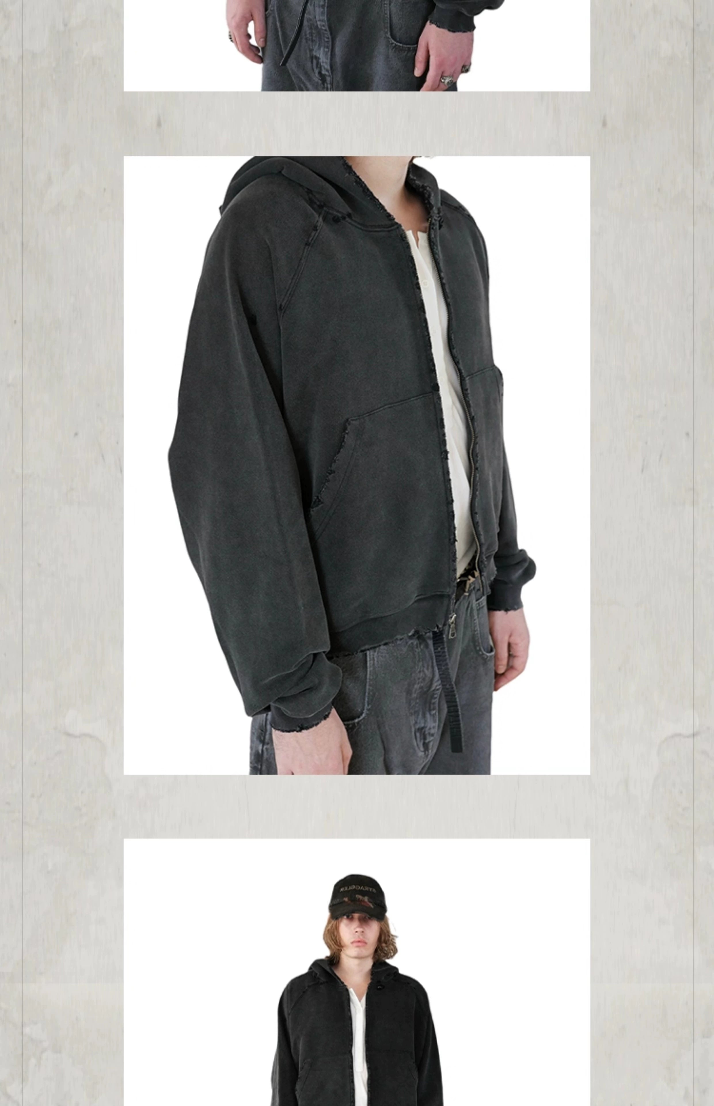 KONOOT Short and Wide Cut Cardigan Hooded Sweater