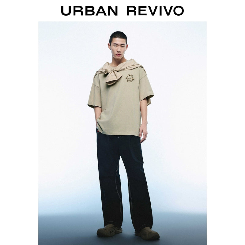 URBAN REVIVO Casual 3D Pattern Cotton Tee
