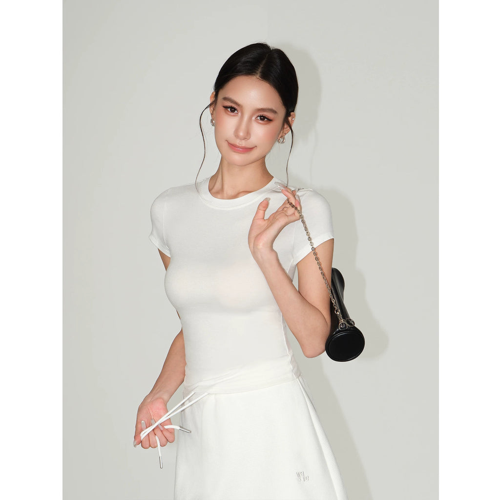 NEVA HU Crew Neck Slim and Thin Knitted Tee