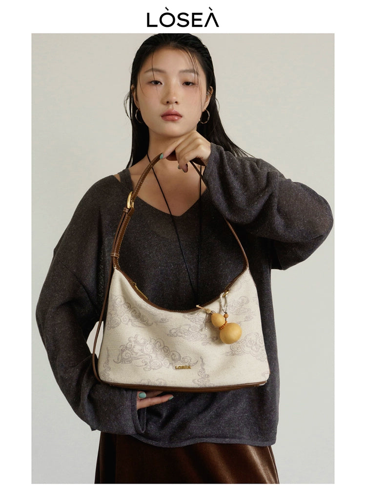LOSEA New Chinese Auspicious Cloud Pattern Shoulder Armpit Bag