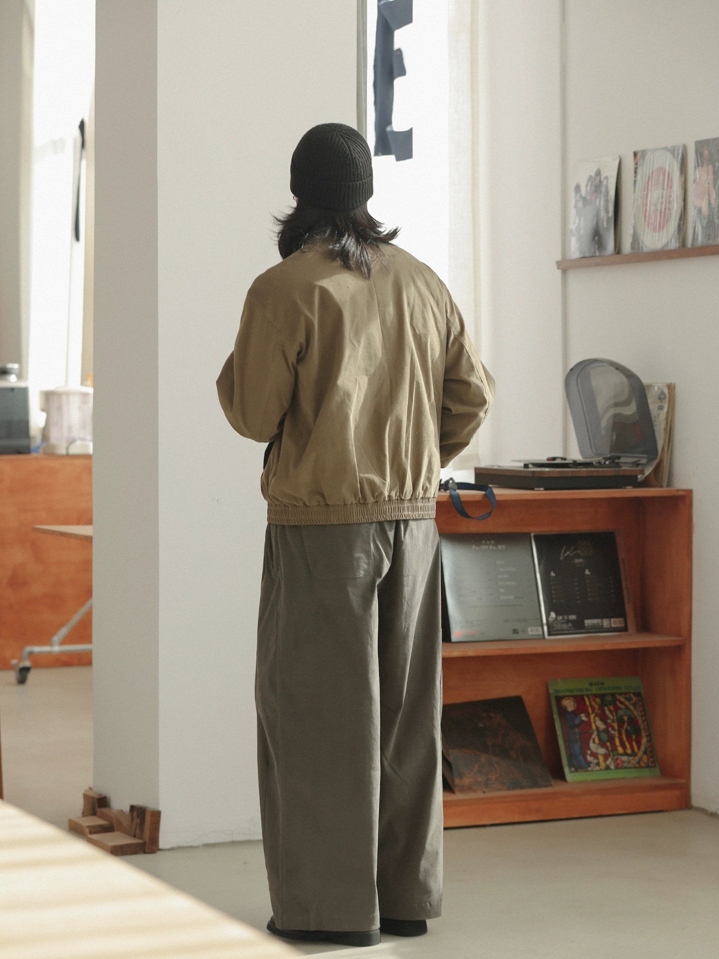 NOEARS Japanese Stitching Pu Contrasting Collar Jacket